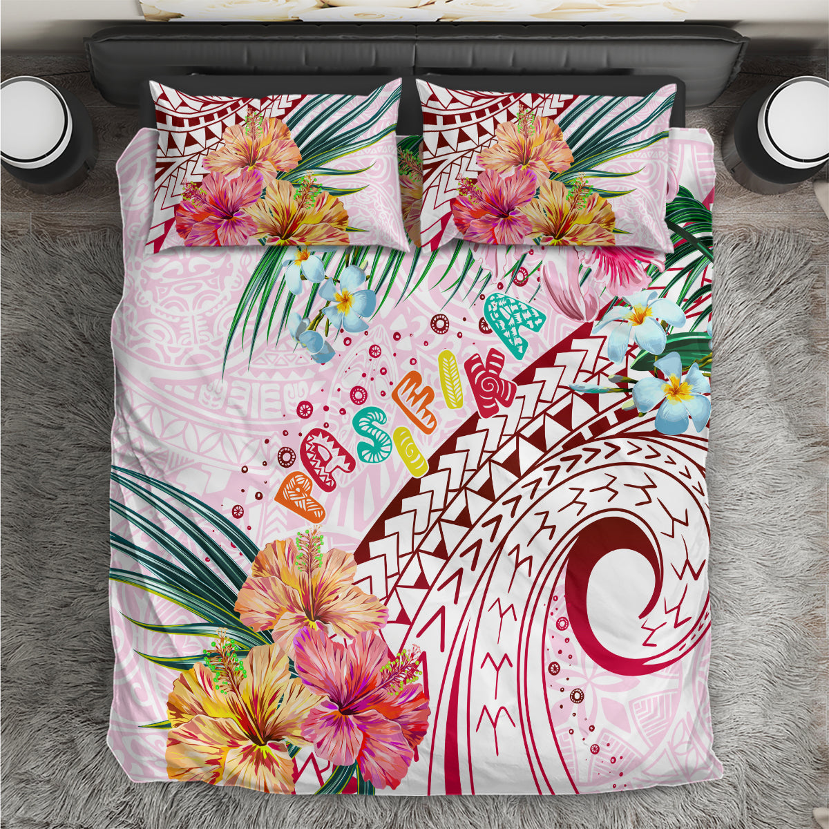 Pasifika Festival Bedding Set Tribal Pattern Tropical Style LT01 Pink - Polynesian Pride