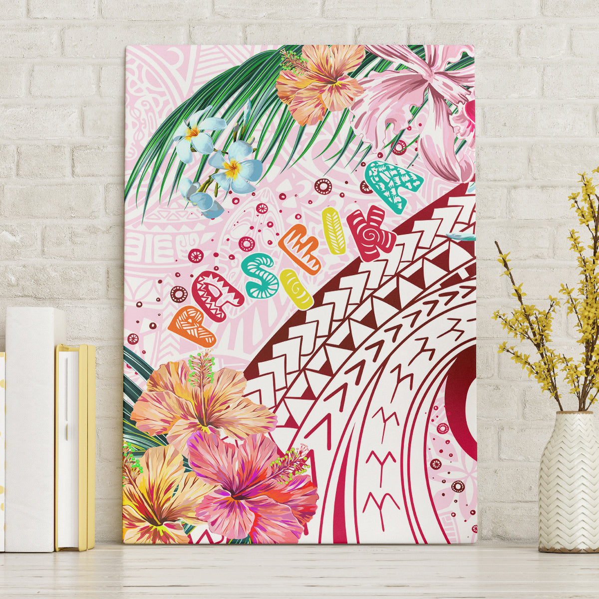 Pasifika Festival Canvas Wall Art Tribal Pattern Tropical Style LT01 Without Frame Pink - Polynesian Pride