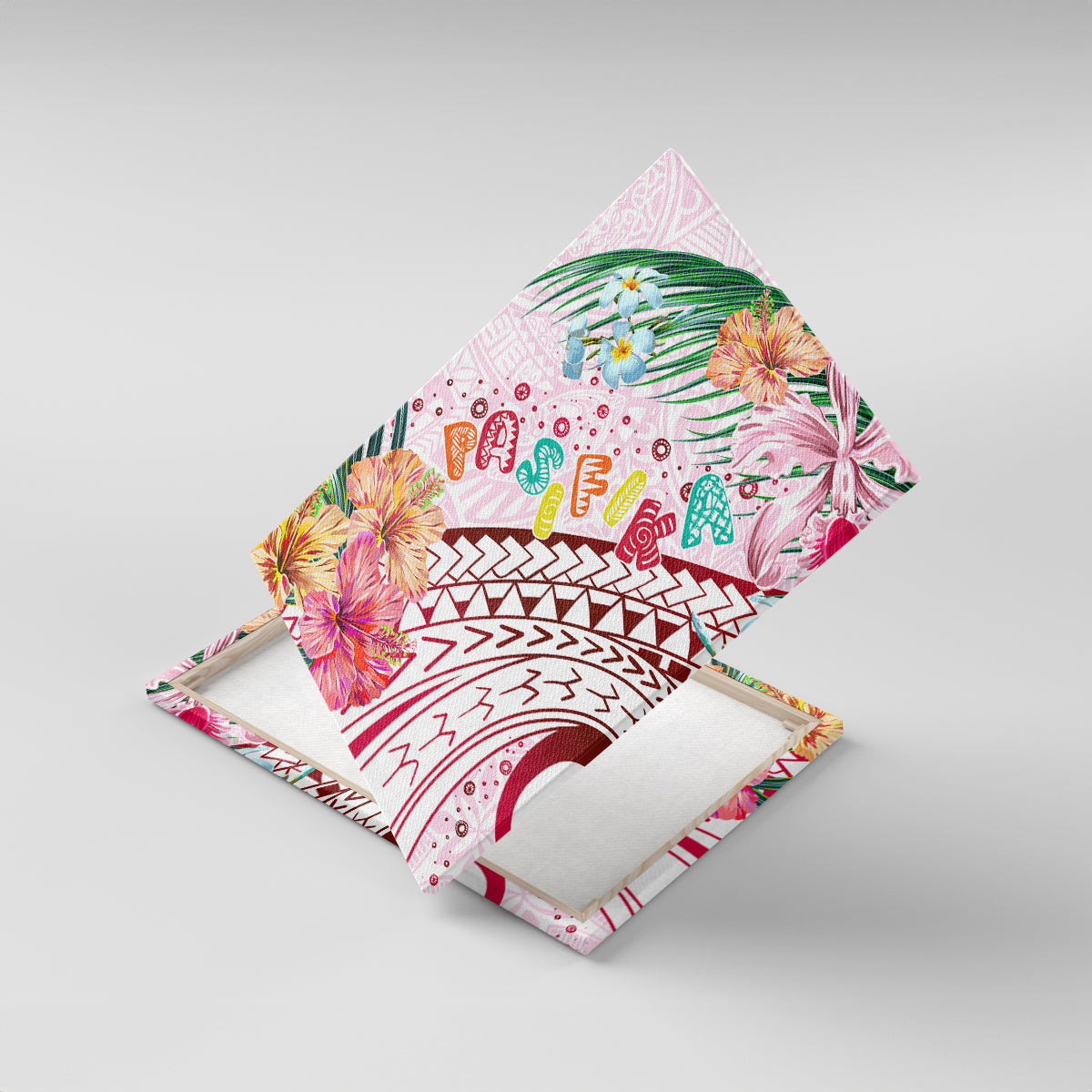 Pasifika Festival Canvas Wall Art Tribal Pattern Tropical Style LT01 With Frame Pink - Polynesian Pride