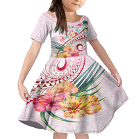 Pasifika Festival Family Matching Off Shoulder Maxi Dress and Hawaiian Shirt Tribal Pattern Tropical Style LT01 Daughter's Dress Pink - Polynesian Pride