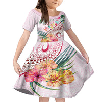 Pasifika Festival Family Matching Short Sleeve Bodycon Dress and Hawaiian Shirt Tribal Pattern Tropical Style LT01 Daughter's Dress Pink - Polynesian Pride