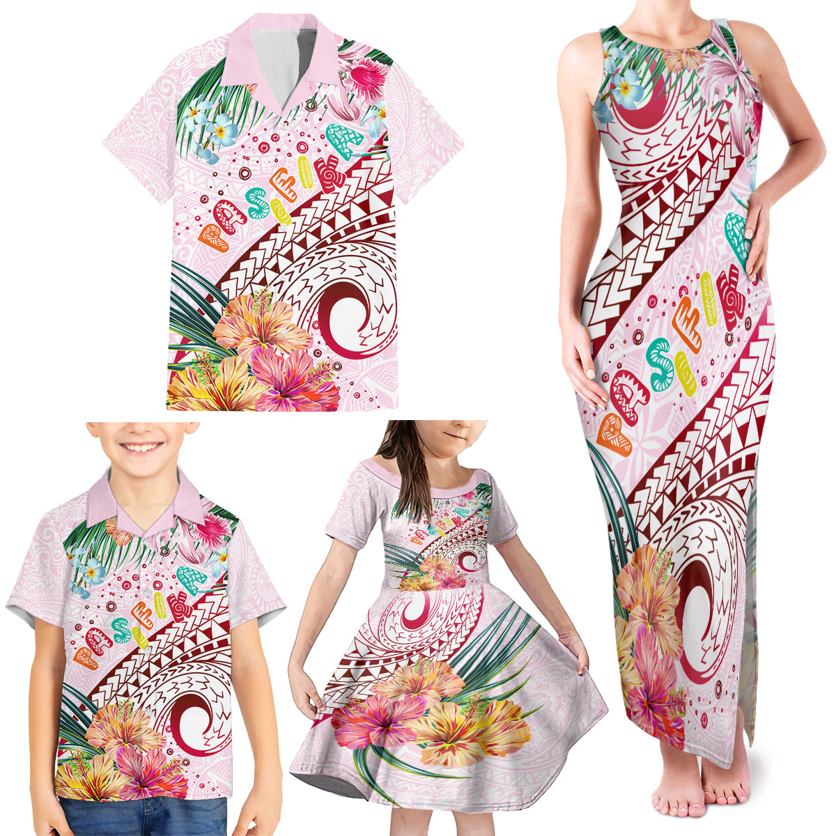 Pasifika Festival Family Matching Tank Maxi Dress and Hawaiian Shirt Tribal Pattern Tropical Style LT01 - Polynesian Pride