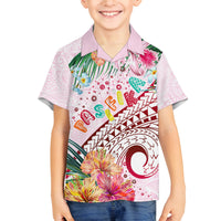 Pasifika Festival Family Matching Tank Maxi Dress and Hawaiian Shirt Tribal Pattern Tropical Style LT01 Son's Shirt Pink - Polynesian Pride