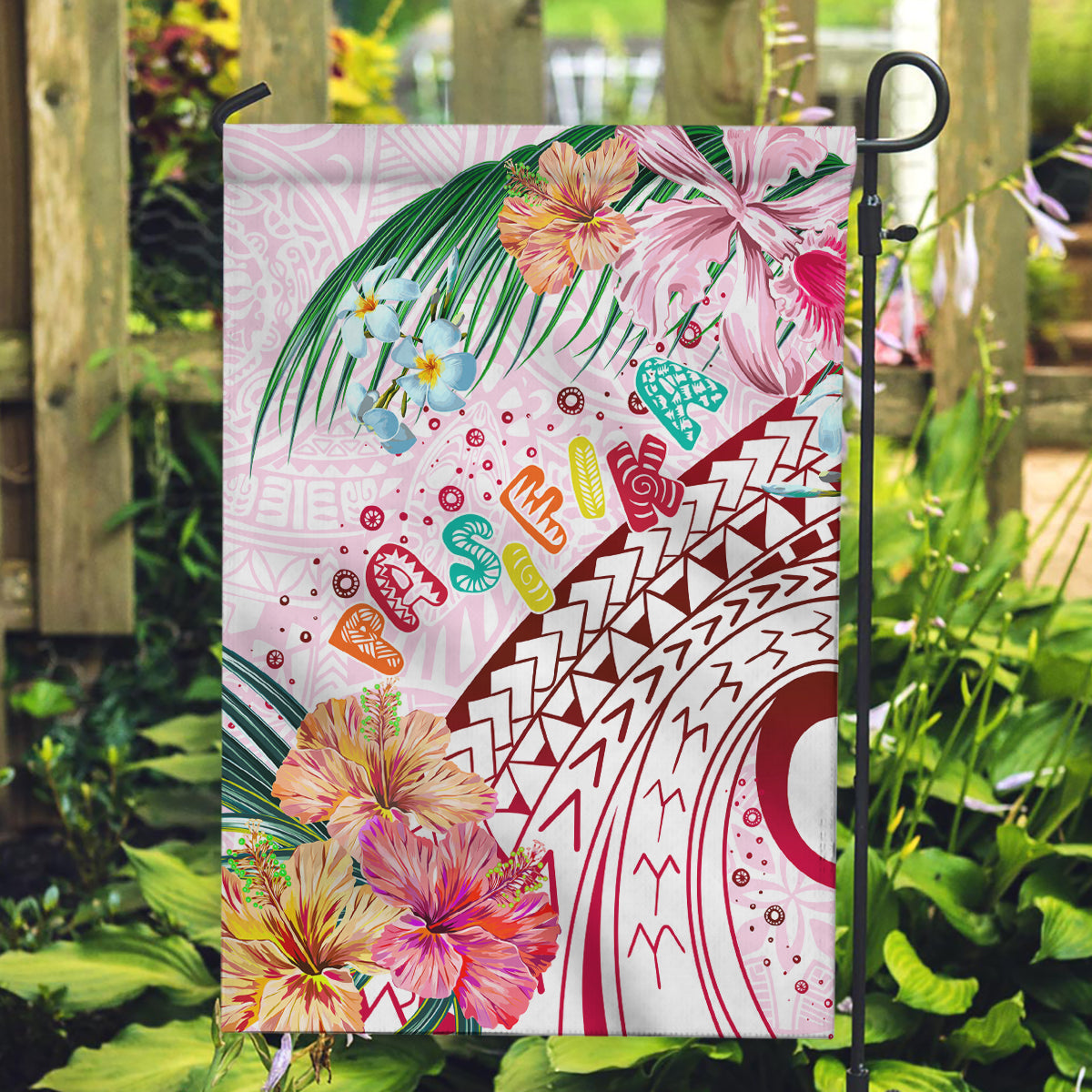 Pasifika Festival Garden Flag Tribal Pattern Tropical Style LT01 Garden Flag Pink - Polynesian Pride