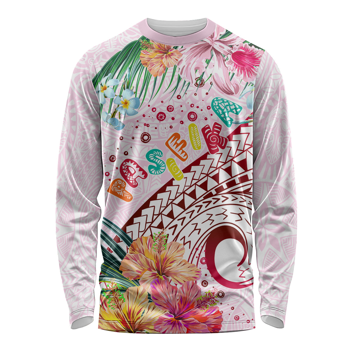 Pasifika Festival Long Sleeve Shirt Tribal Pattern Tropical Style LT01 Unisex Pink - Polynesian Pride