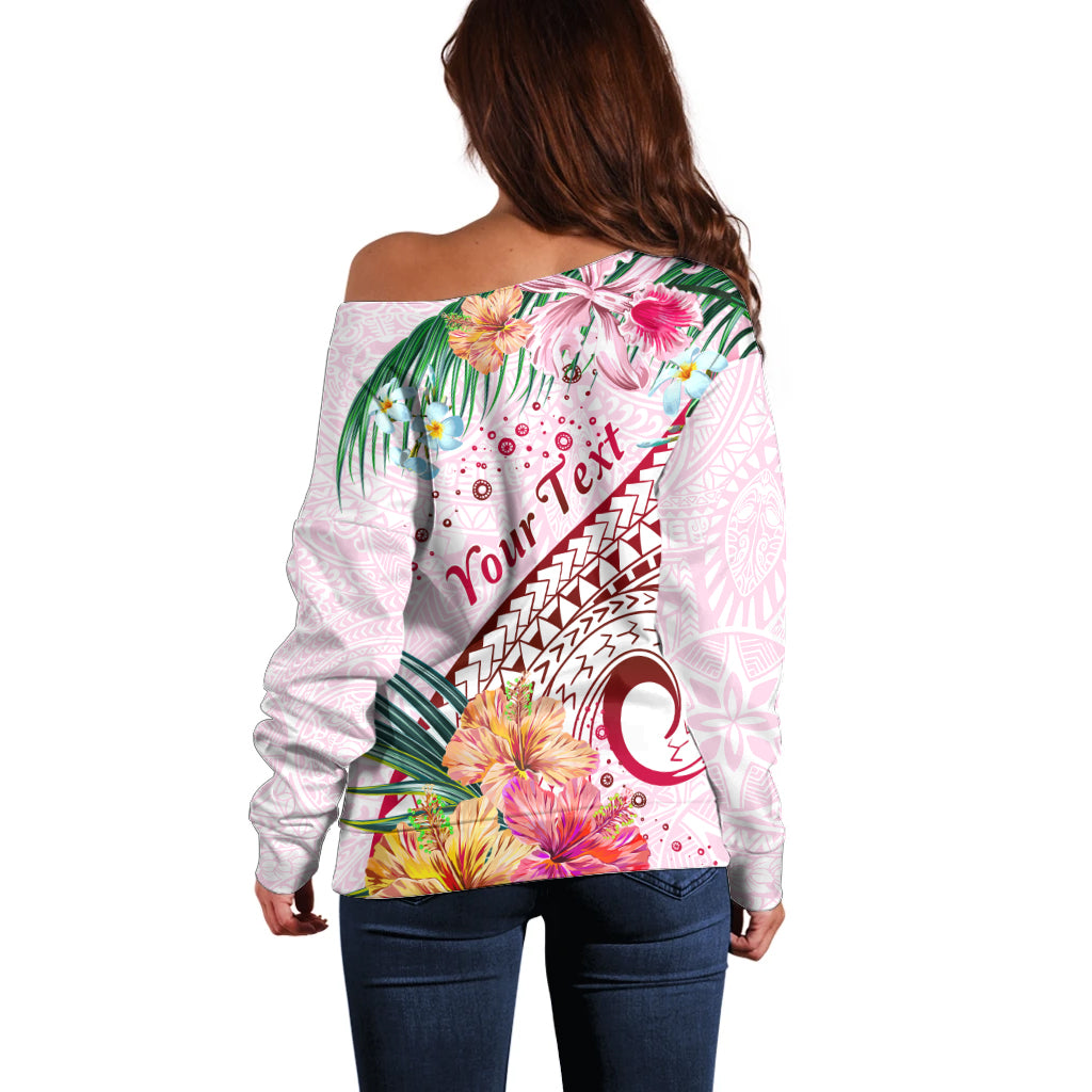 Pasifika Festival Off Shoulder Sweater Tribal Pattern Tropical Style LT01 - Polynesian Pride