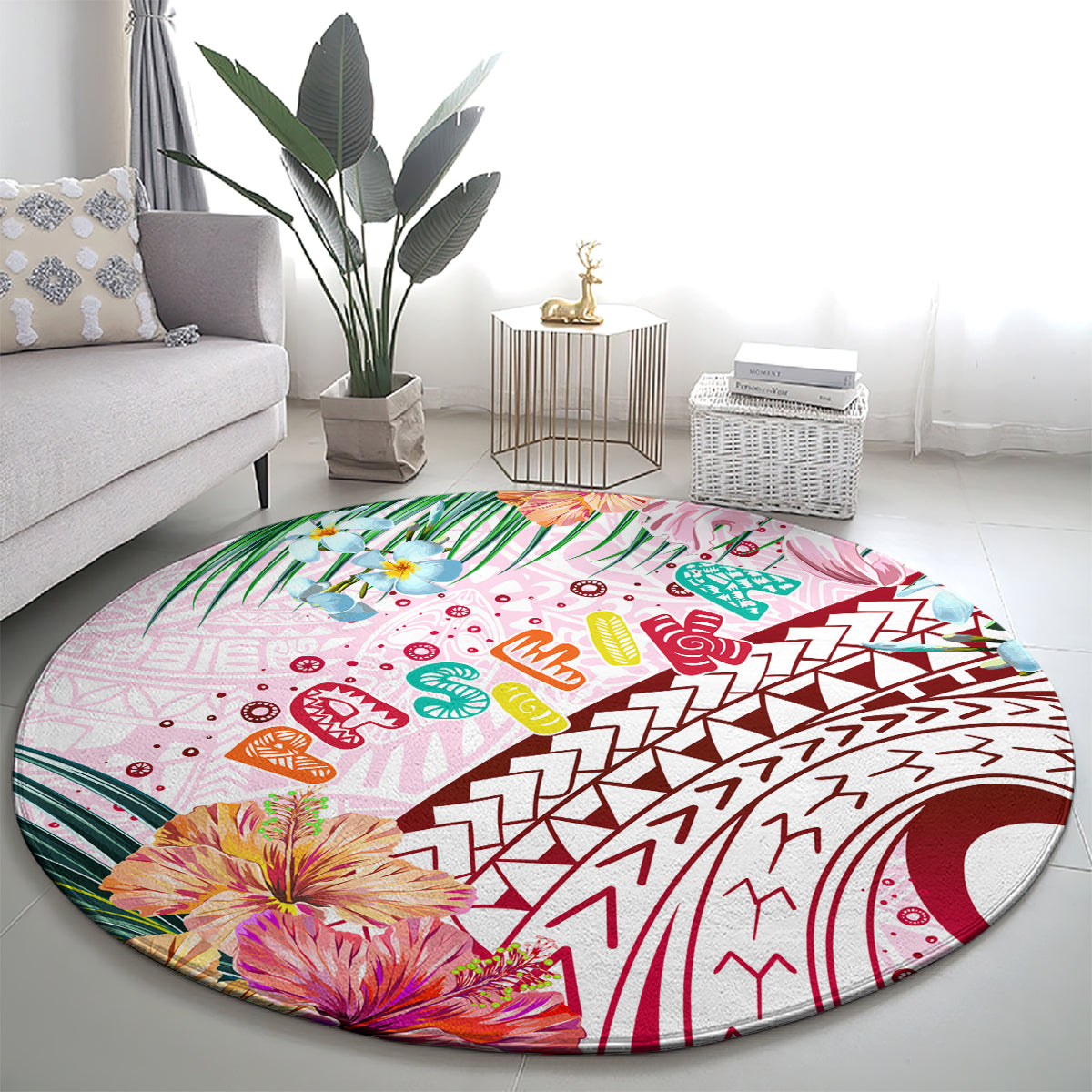 Pasifika Festival Round Carpet Tribal Pattern Tropical Style