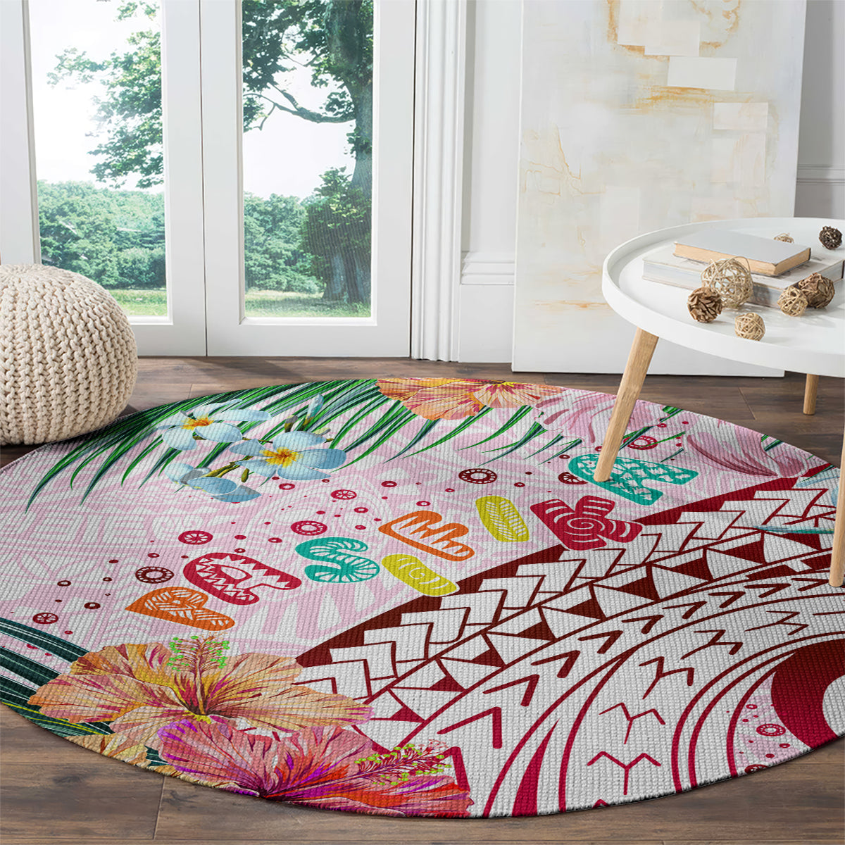 Pasifika Festival Round Carpet Tribal Pattern Tropical Style