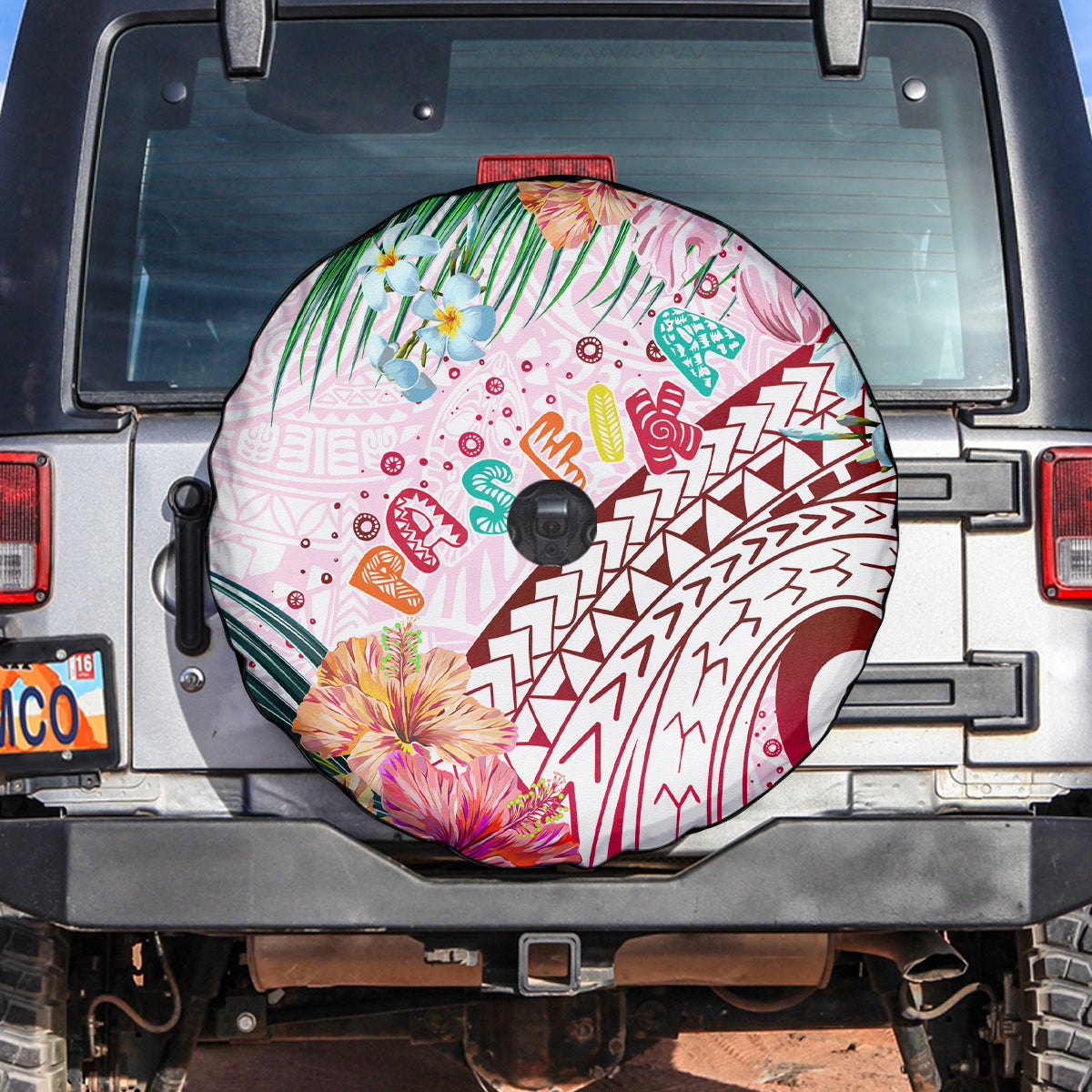 Pasifika Festival Spare Tire Cover Tribal Pattern Tropical Style LT01 Pink - Polynesian Pride