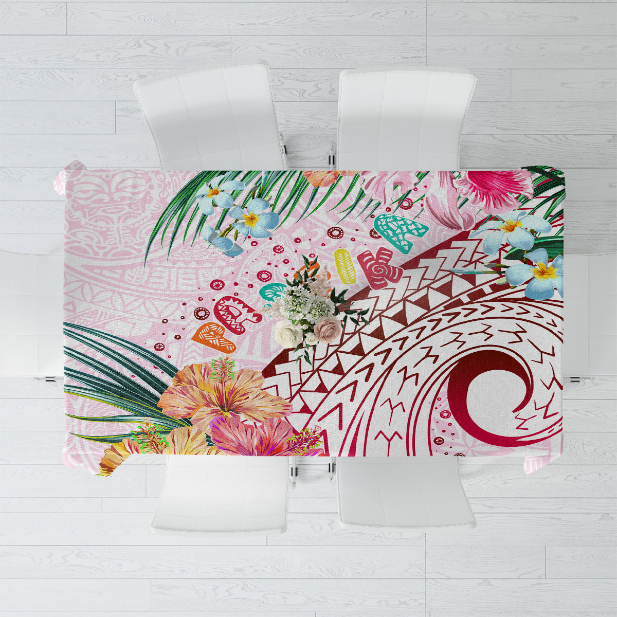 Pasifika Festival Tablecloth Tribal Pattern Tropical Style LT01 Pink - Polynesian Pride