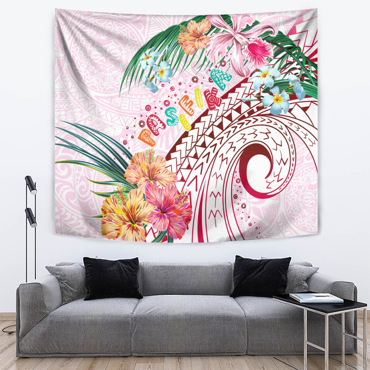 Pasifika Festival Tapestry Tribal Pattern Tropical Style LT01 Pink - Polynesian Pride