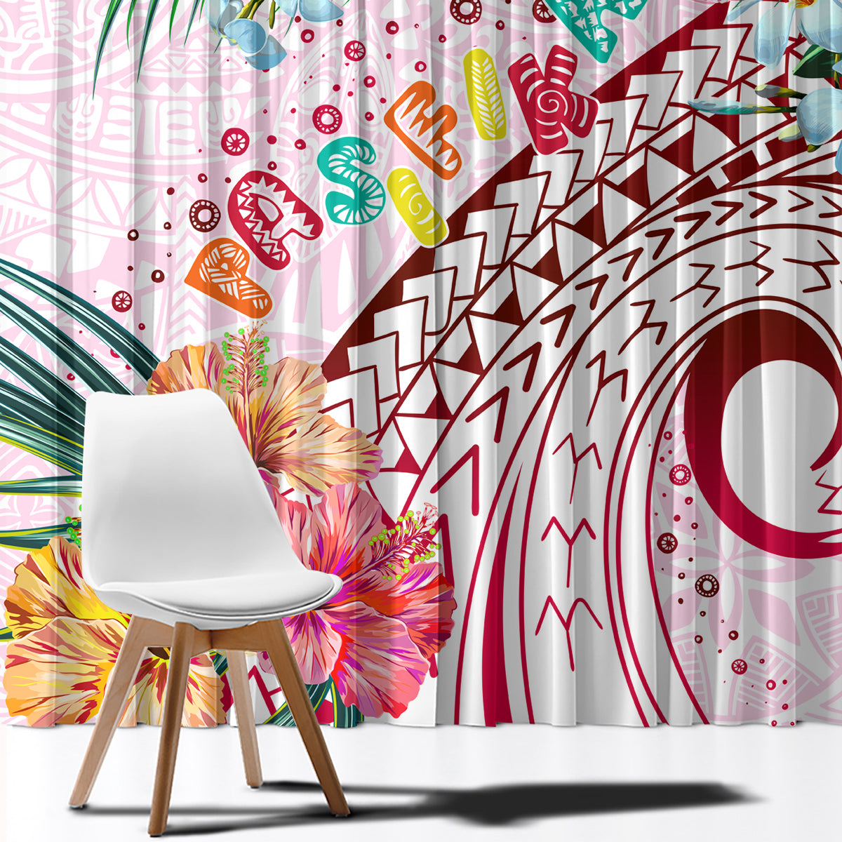 Pasifika Festival Window Curtain Tribal Pattern Tropical Style LT01 - Polynesian Pride