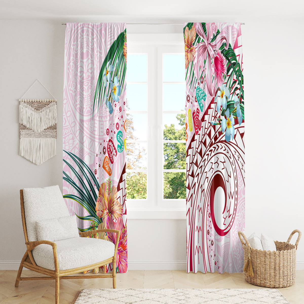 Pasifika Festival Window Curtain Tribal Pattern Tropical Style LT01 - Polynesian Pride