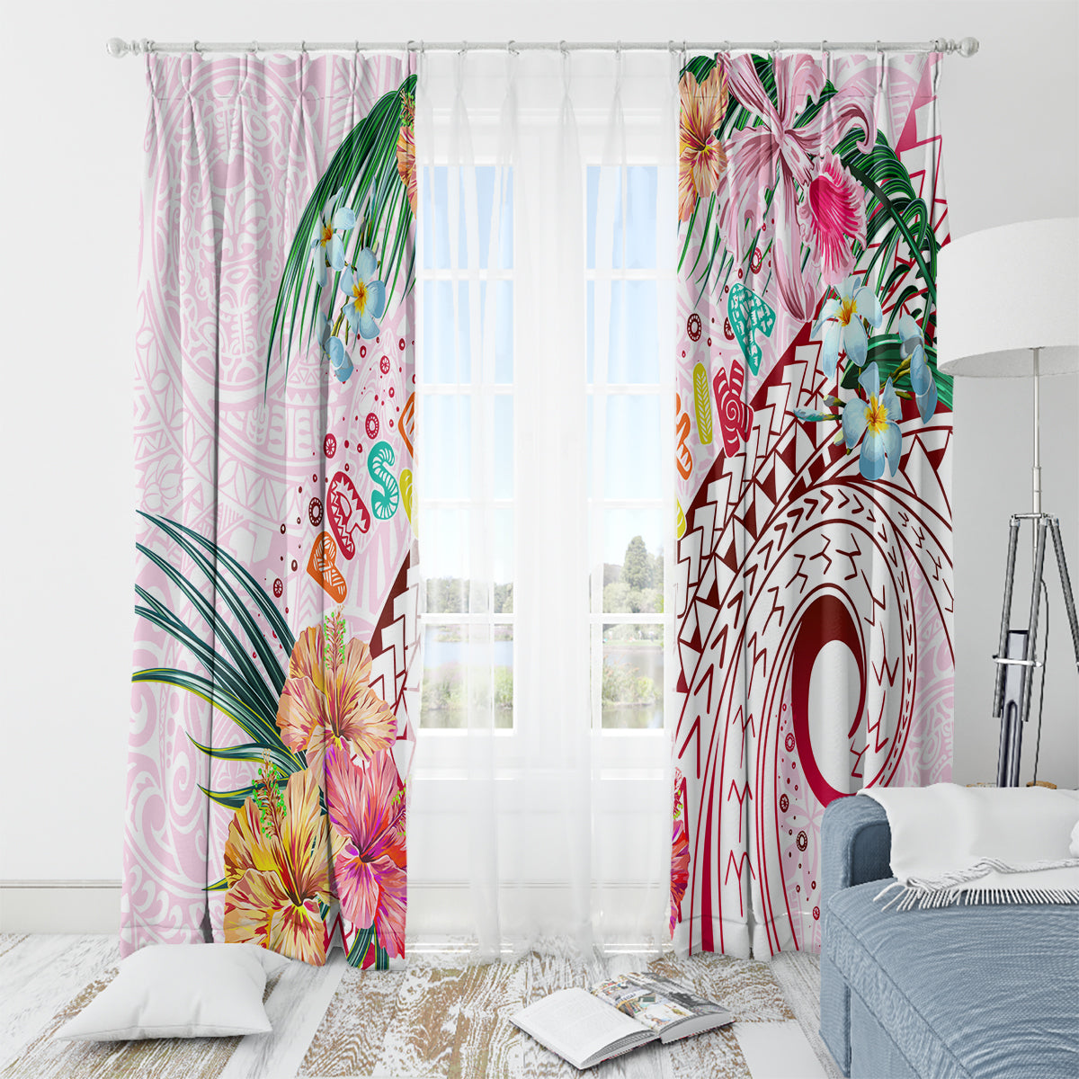 Pasifika Festival Window Curtain Tribal Pattern Tropical Style LT01 - Polynesian Pride
