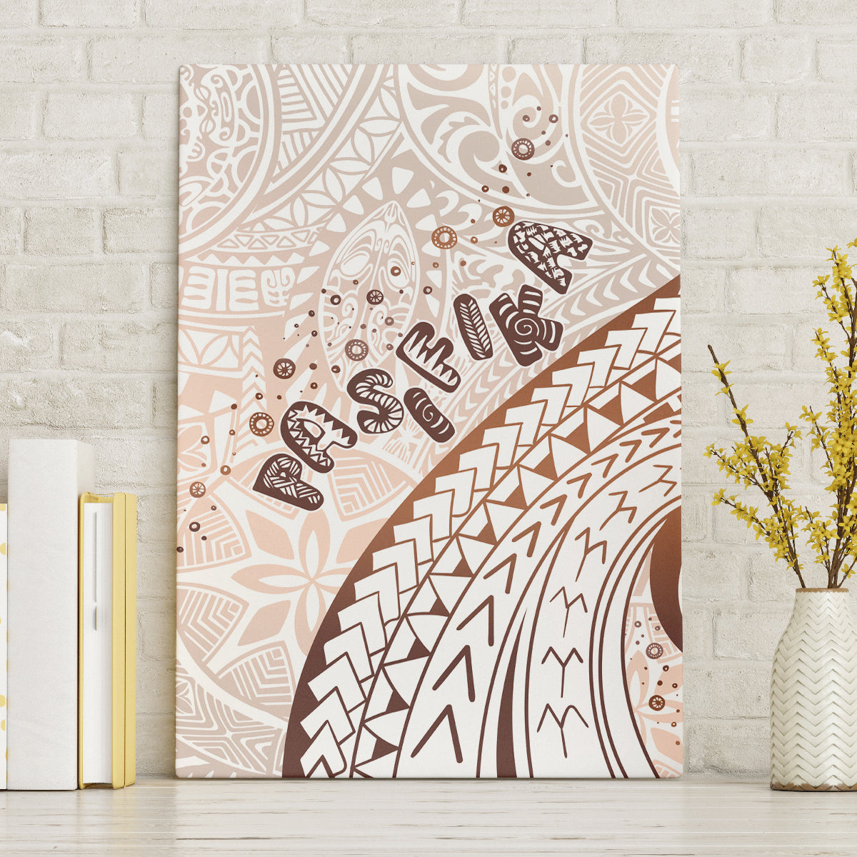 Pasifika Festival Canvas Wall Art Vintage Tribal Pattern LT01 Without Frame Brown - Polynesian Pride