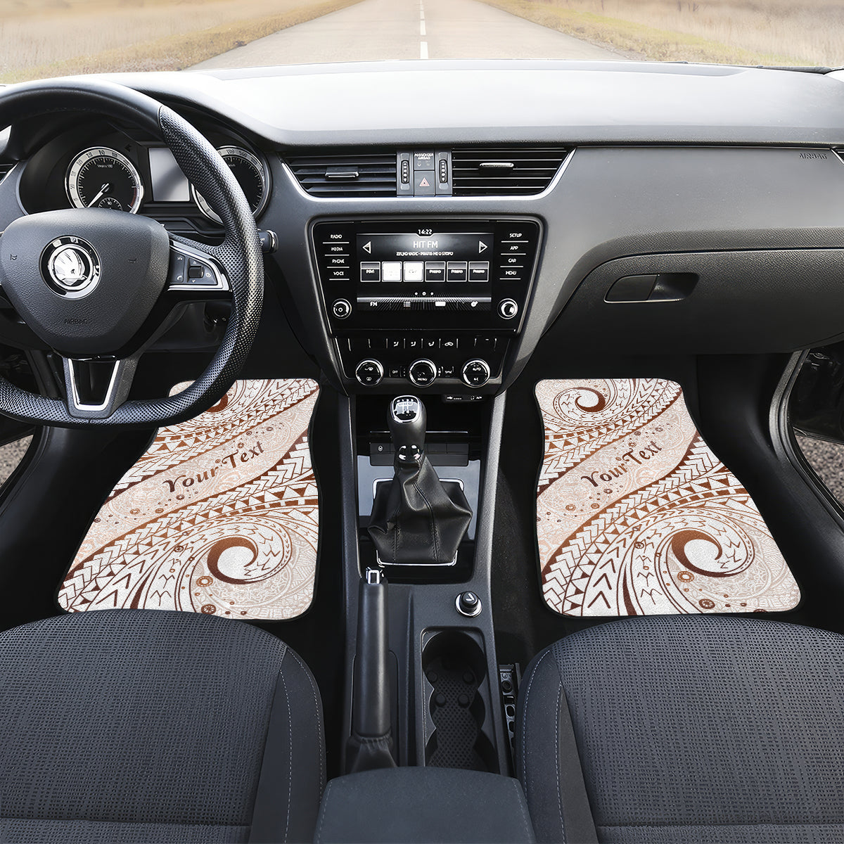 Pasifika Festival Car Mats Vintage Tribal Pattern LT01 Set 2pcs - Front Brown - Polynesian Pride