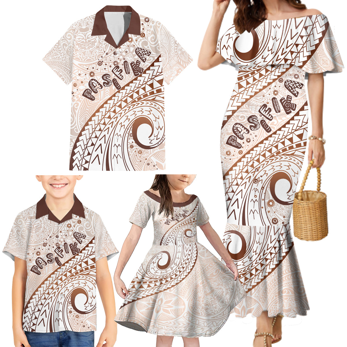 Pasifika Festival Family Matching Mermaid Dress and Hawaiian Shirt Vintage Tribal Pattern LT01 - Polynesian Pride