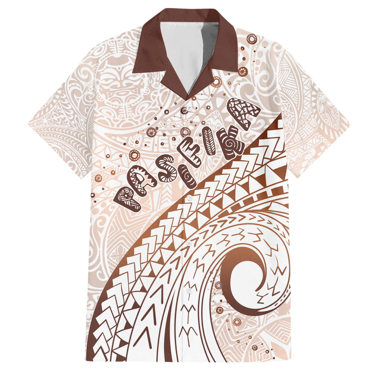 Pasifika Festival Family Matching Short Sleeve Bodycon Dress and Hawaiian Shirt Vintage Tribal Pattern LT01 Dad's Shirt - Short Sleeve Brown - Polynesian Pride