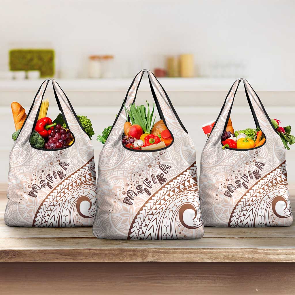 Pasifika Festival Grocery Bag Vintage Tribal Pattern LT01 3-pack One Size Brown - Polynesian Pride