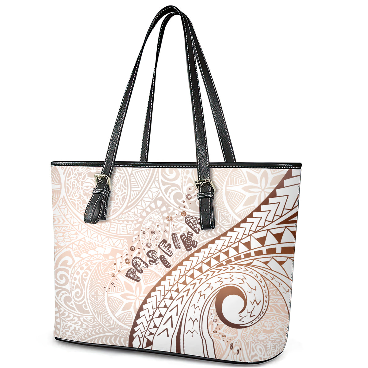 Pasifika Festival Leather Tote Bag Vintage Tribal Pattern LT01 - Polynesian Pride