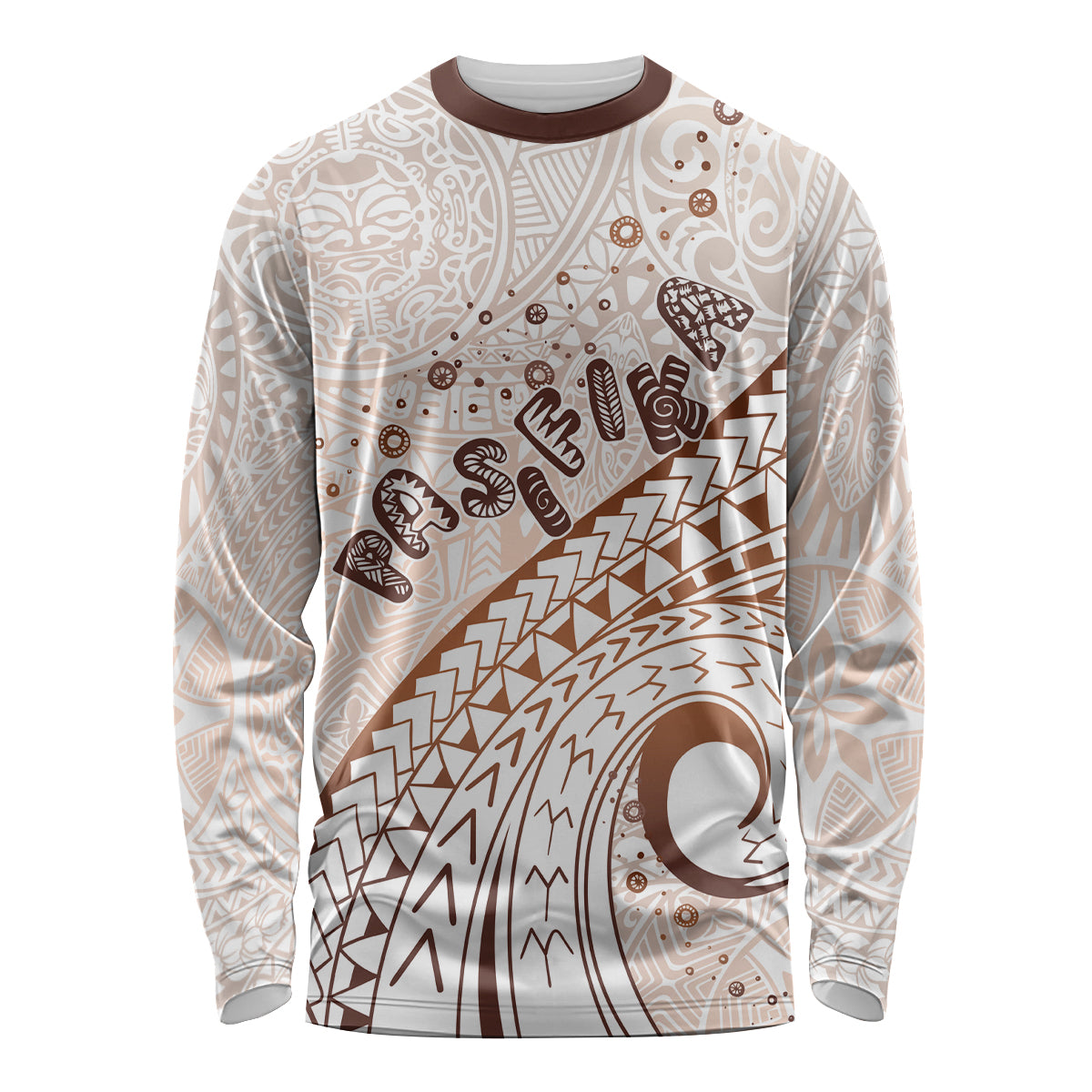 Pasifika Festival Long Sleeve Shirt Vintage Tribal Pattern LT01 Unisex Brown - Polynesian Pride