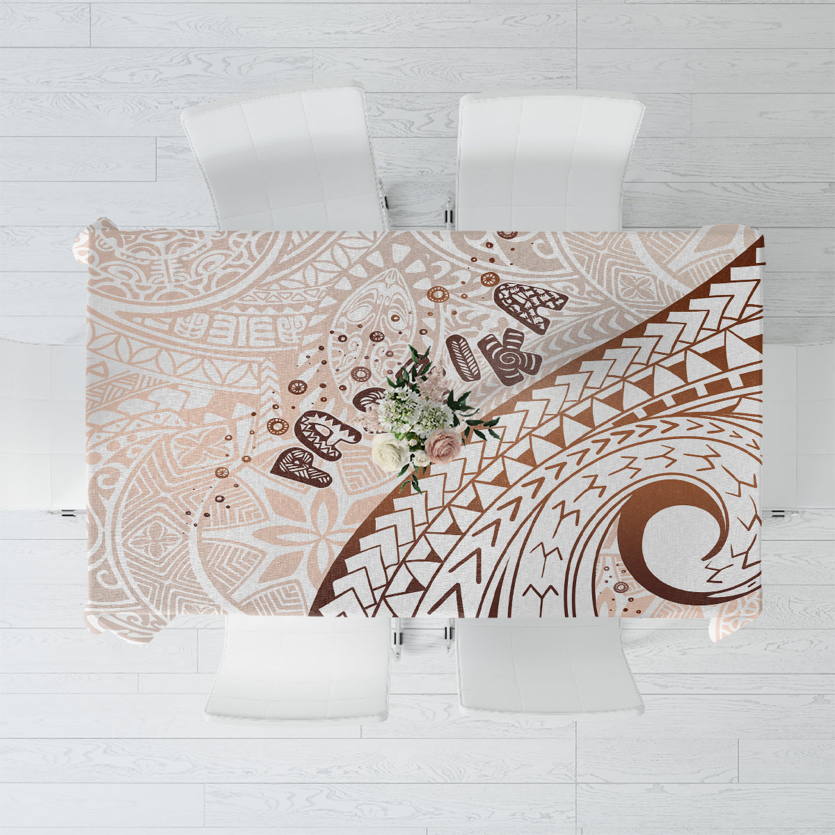 Pasifika Festival Tablecloth Vintage Tribal Pattern LT01 Brown - Polynesian Pride