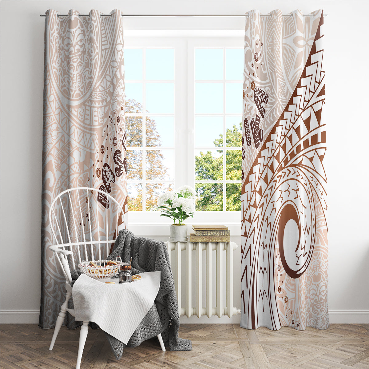 Pasifika Festival Window Curtain Vintage Tribal Pattern LT01 - Polynesian Pride
