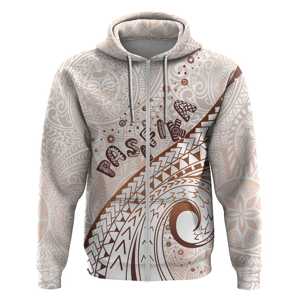 Pasifika Festival Zip Hoodie Vintage Tribal Pattern LT01 Zip Hoodie Brown - Polynesian Pride