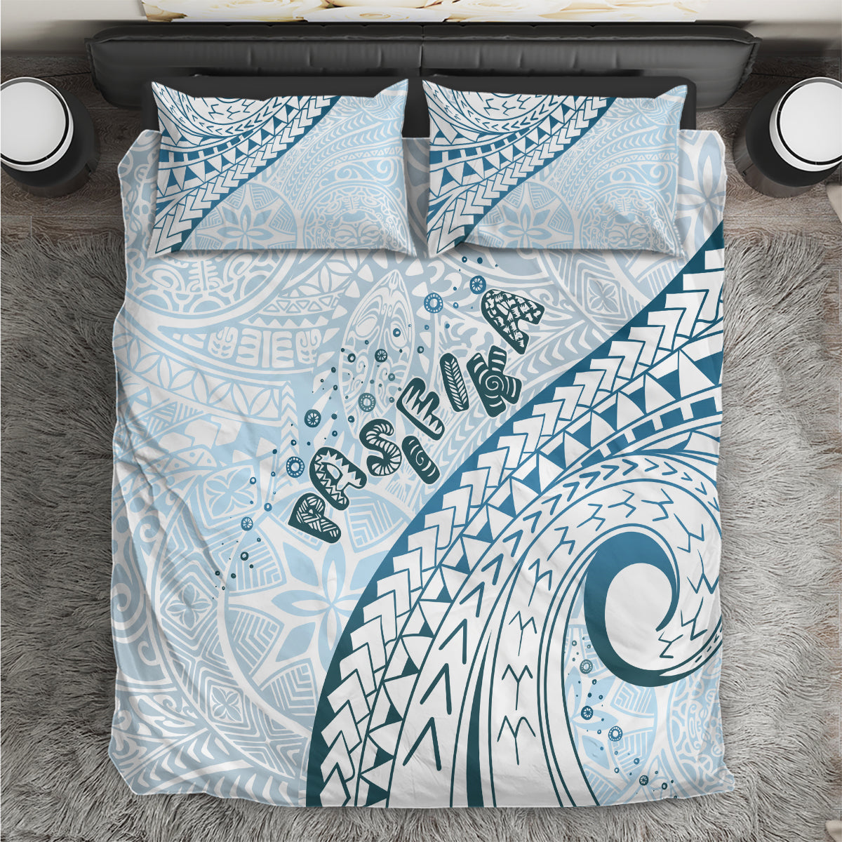 Pasifika Festival Bedding Set Tribal Pattern Blue Version LT01 Blue - Polynesian Pride