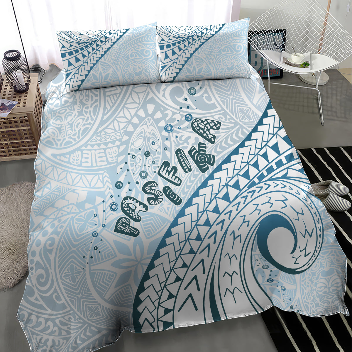 Pasifika Festival Bedding Set Tribal Pattern Blue Version LT01 - Polynesian Pride