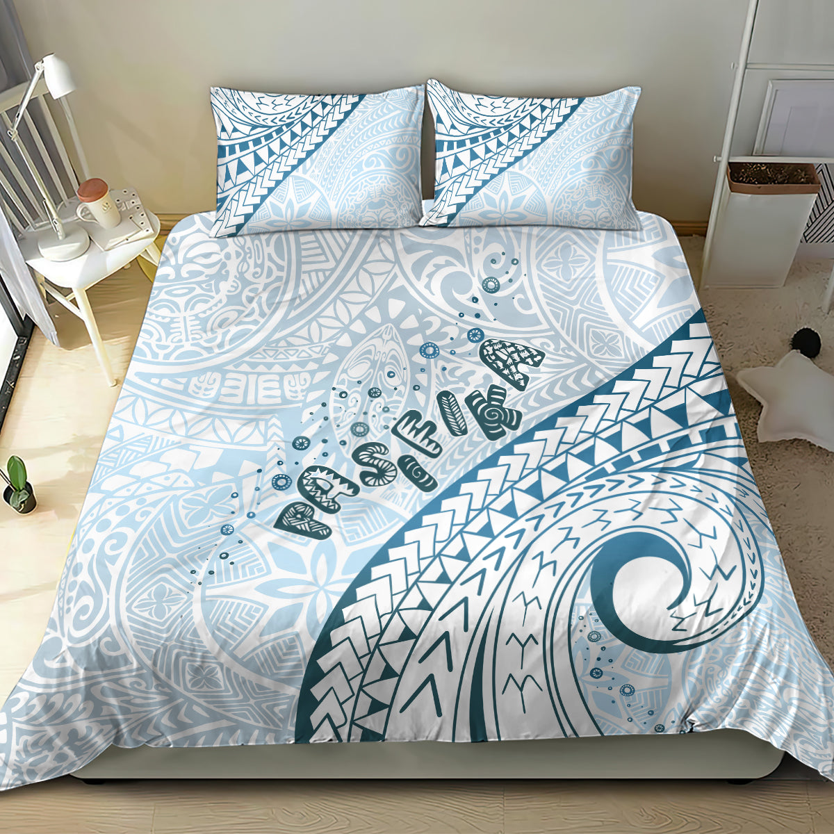 Pasifika Festival Bedding Set Tribal Pattern Blue Version LT01 - Polynesian Pride