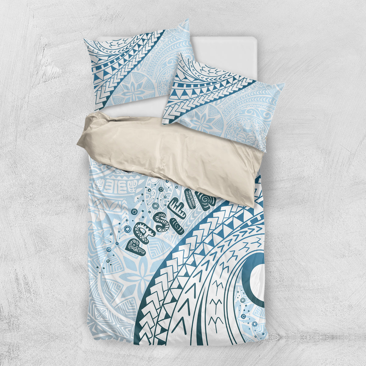 Pasifika Festival Bedding Set Tribal Pattern Blue Version LT01 US Twin 172cm x 218cm Blue - Polynesian Pride