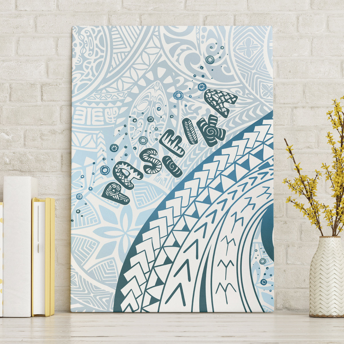 Pasifika Festival Canvas Wall Art Tribal Pattern Blue Version LT01 Without Frame Blue - Polynesian Pride