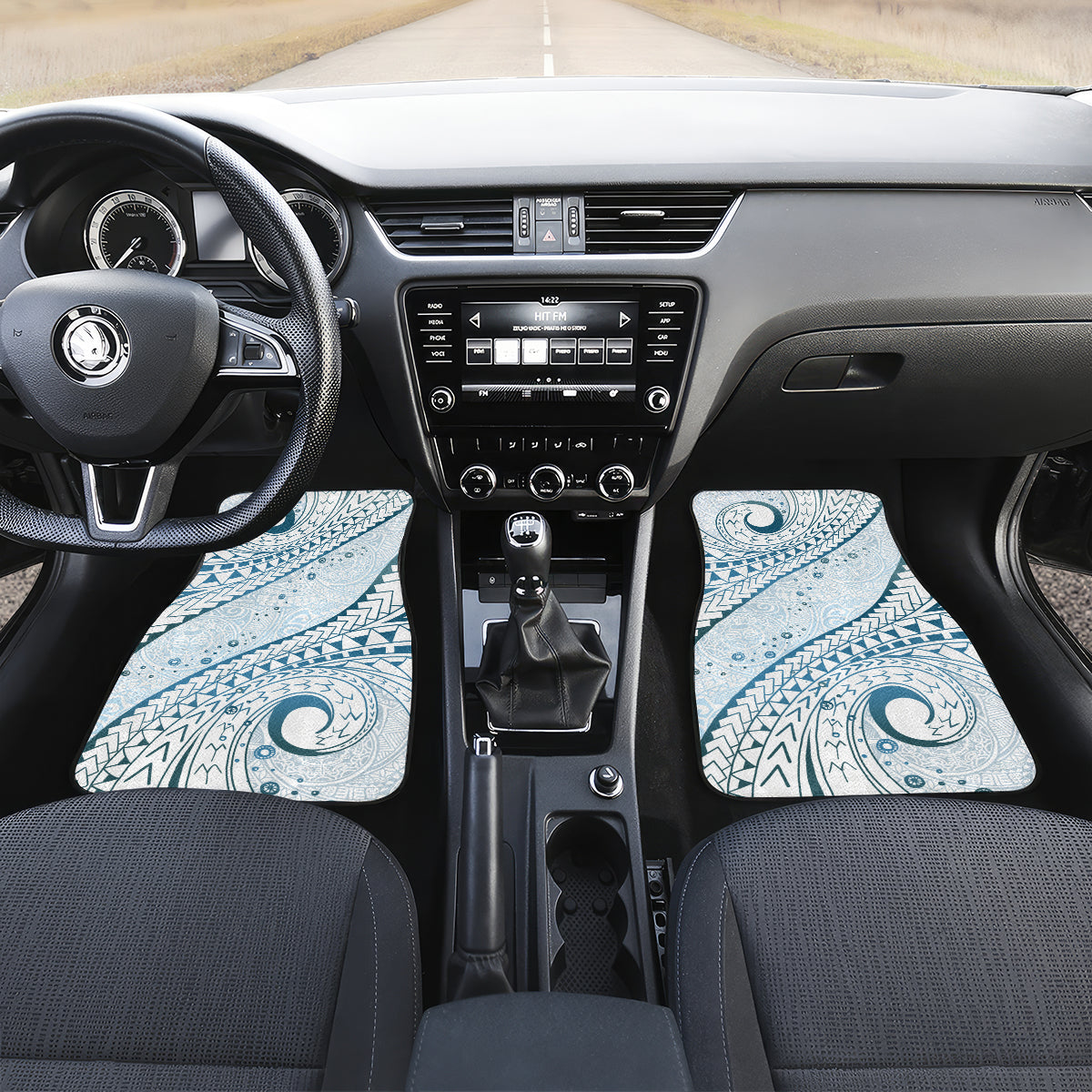 Pasifika Festival Car Mats Tribal Pattern Blue Version LT01 Set 2pcs - Front Blue - Polynesian Pride