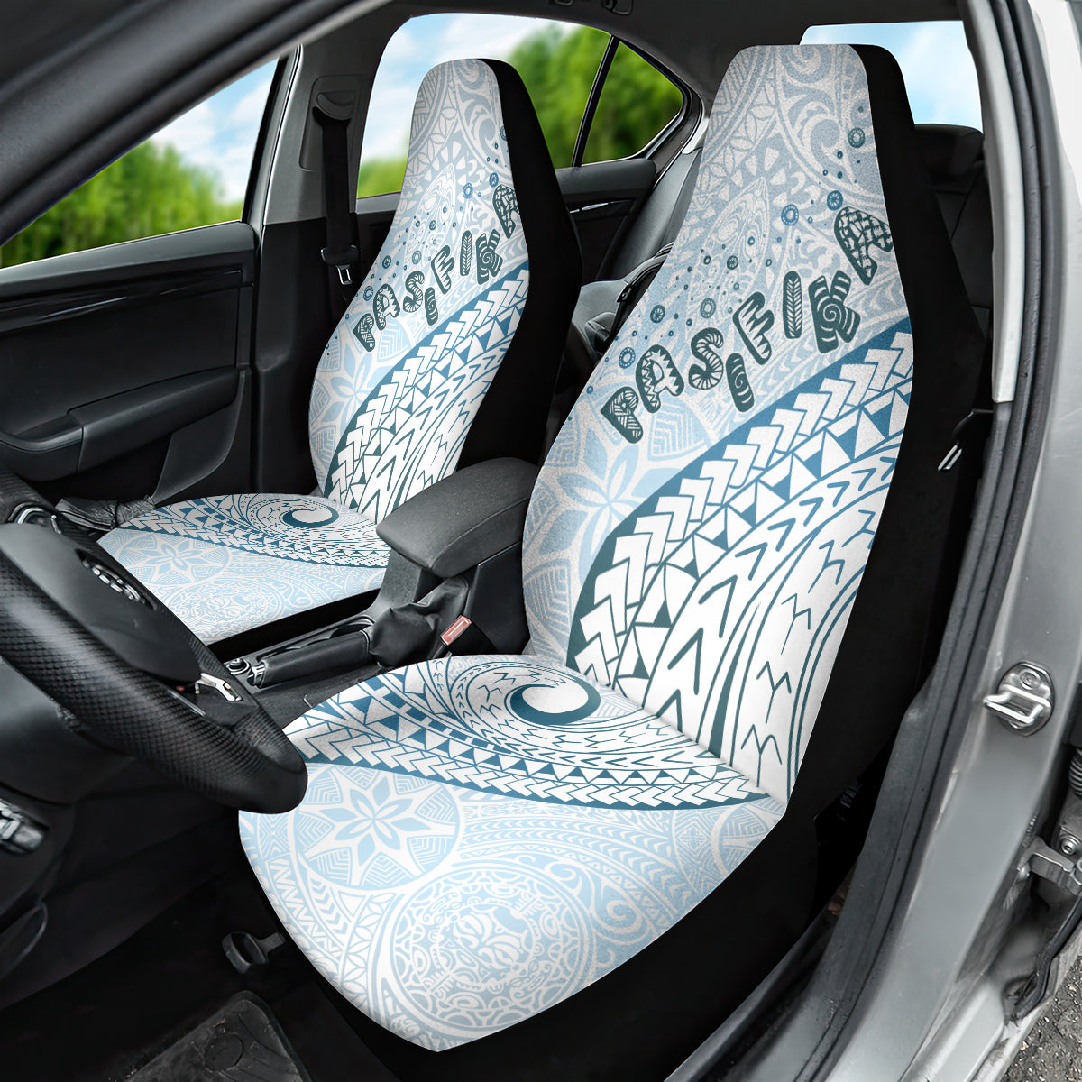 Pasifika Festival Car Seat Cover Tribal Pattern Blue Version