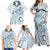 Pasifika Festival Family Matching Off Shoulder Maxi Dress and Hawaiian Shirt Tribal Pattern Blue Version LT01 - Polynesian Pride