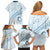 Pasifika Festival Family Matching Off Shoulder Short Dress and Hawaiian Shirt Tribal Pattern Blue Version LT01 - Polynesian Pride