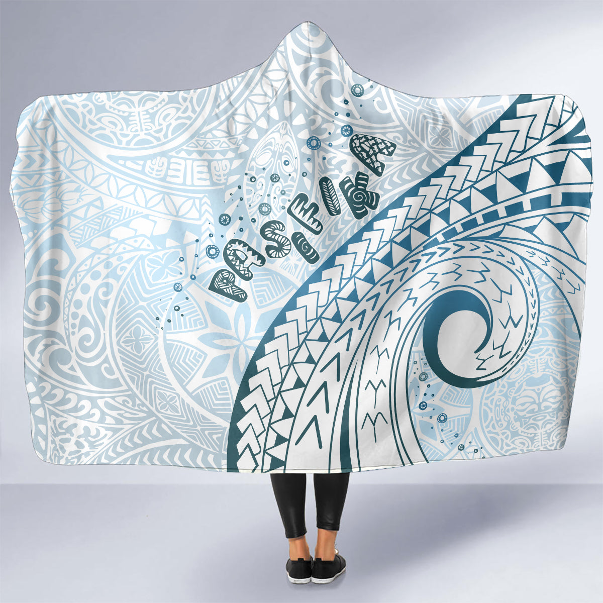 Pasifika Festival Hooded Blanket Tribal Pattern Blue Version LT01 - Polynesian Pride