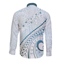 Pasifika Festival Long Sleeve Button Shirt Tribal Pattern Blue Version LT01 - Polynesian Pride