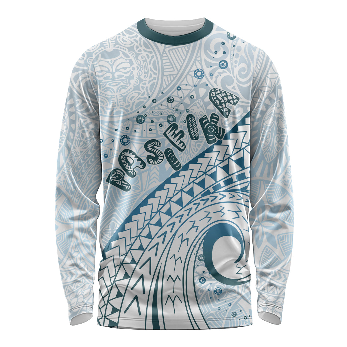 Pasifika Festival Long Sleeve Shirt Tribal Pattern Blue Version LT01 Unisex Blue - Polynesian Pride