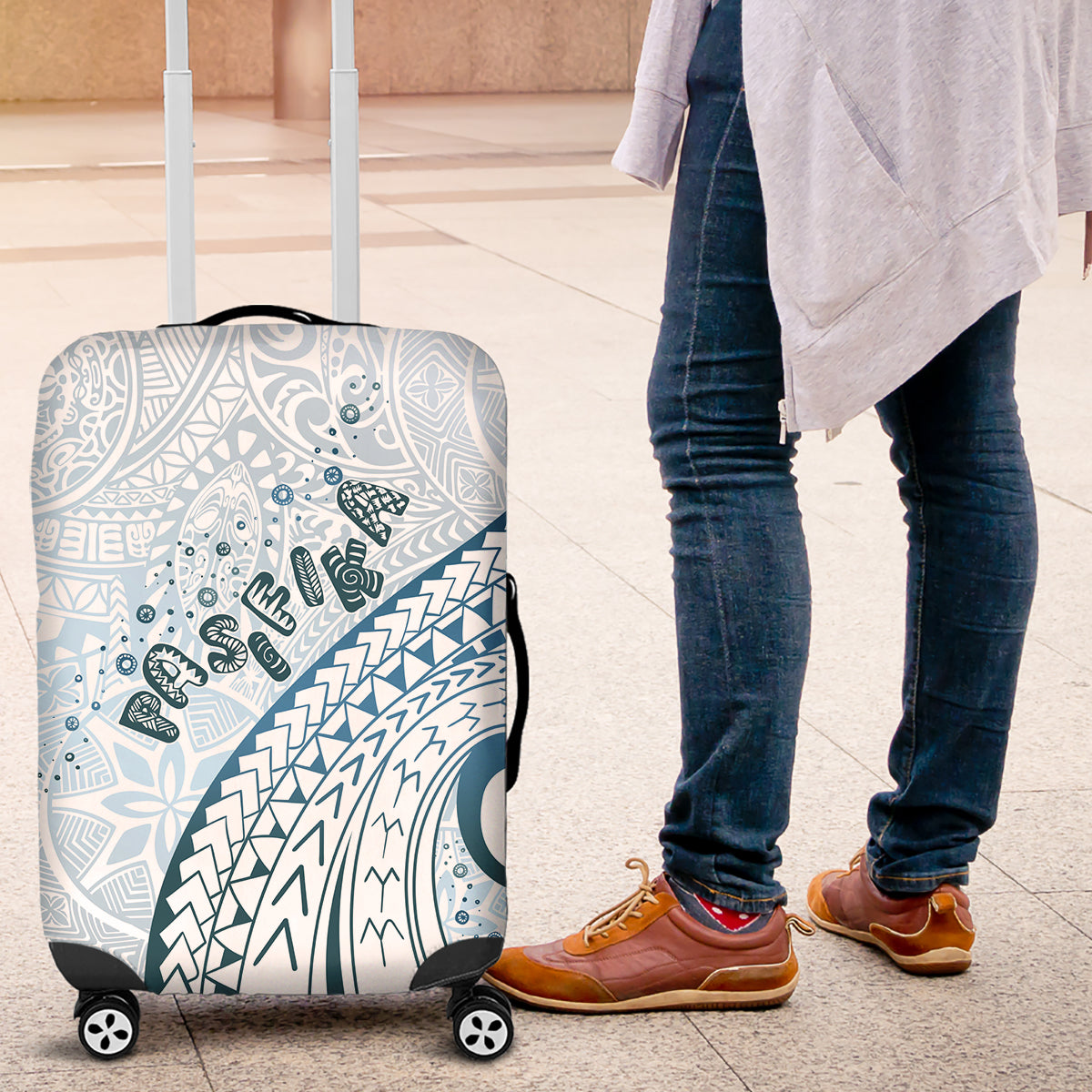 Pasifika Festival Luggage Cover Tribal Pattern Blue Version