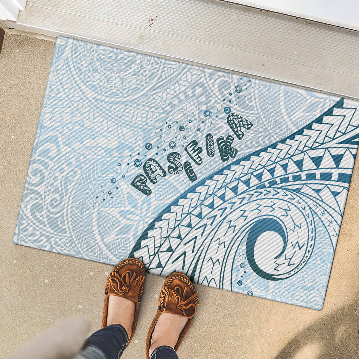 Pasifika Festival Rubber Doormat Tribal Pattern Blue Version LT01 - Polynesian Pride