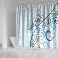 Pasifika Festival Shower Curtain Tribal Pattern Blue Version