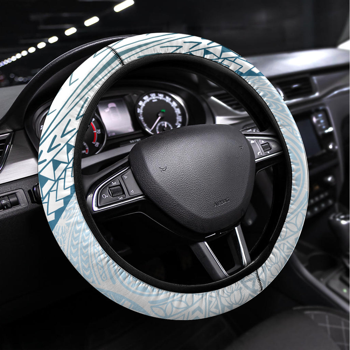 Pasifika Festival Steering Wheel Cover Tribal Pattern Blue Version LT01 Universal Fit Blue - Polynesian Pride