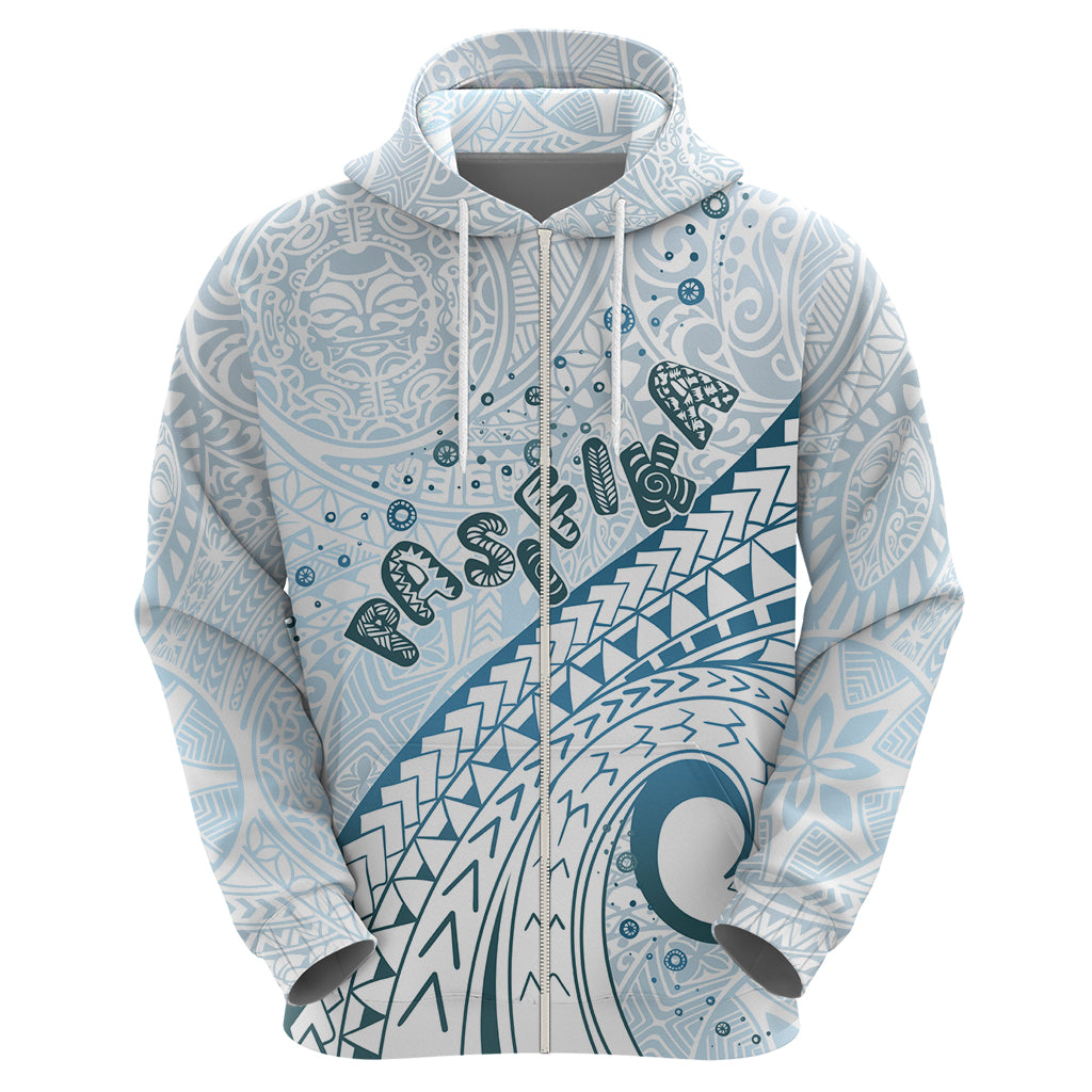 Pasifika Festival Zip Hoodie Tribal Pattern Blue Version LT01 - Polynesian Pride