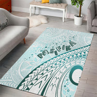 Pasifika Festival Area Rug Tribal Pattern Teal Version