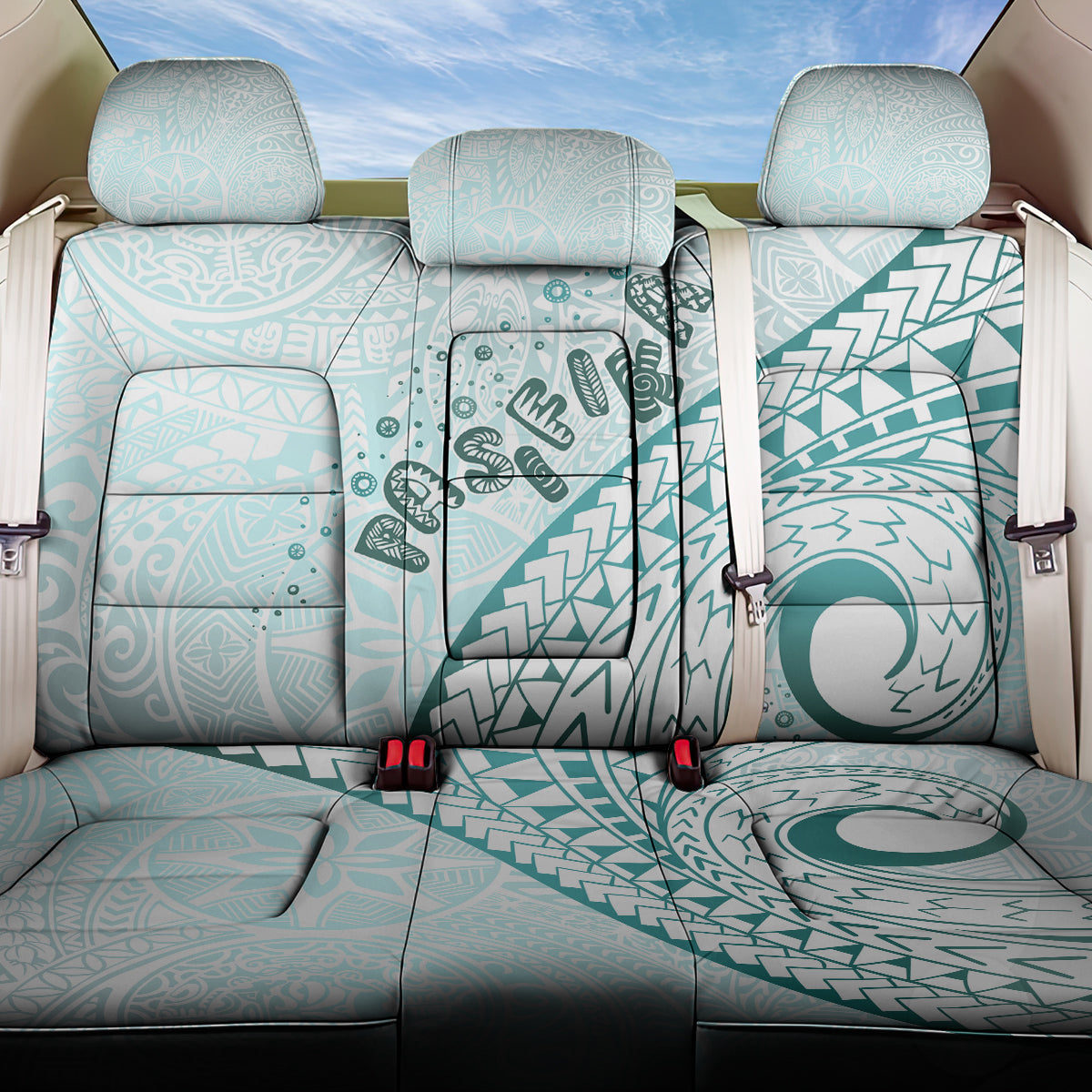 Pasifika Festival Back Car Seat Cover Tribal Pattern Teal Version LT01