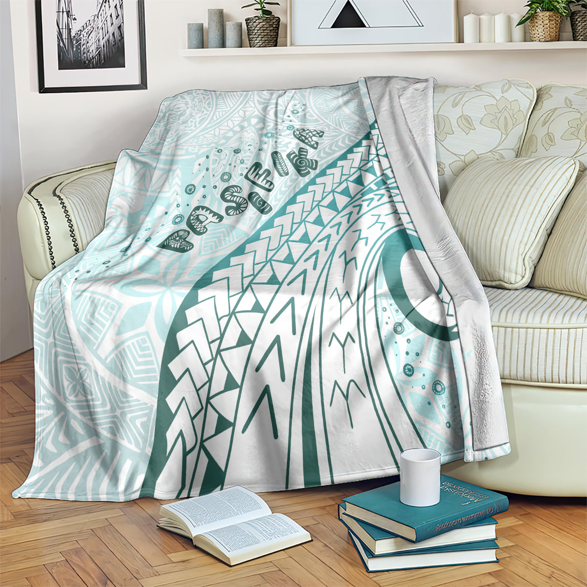 Pasifika Festival Blanket Tribal Pattern Teal Version LT01 Teal - Polynesian Pride