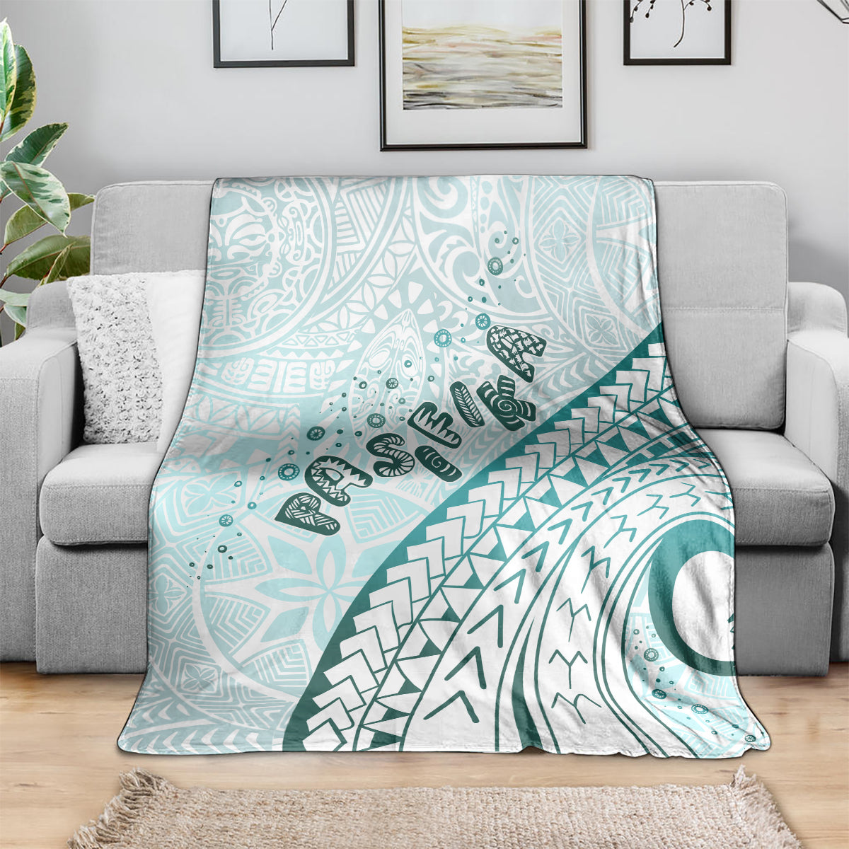 Pasifika Festival Blanket Tribal Pattern Teal Version LT01 - Polynesian Pride