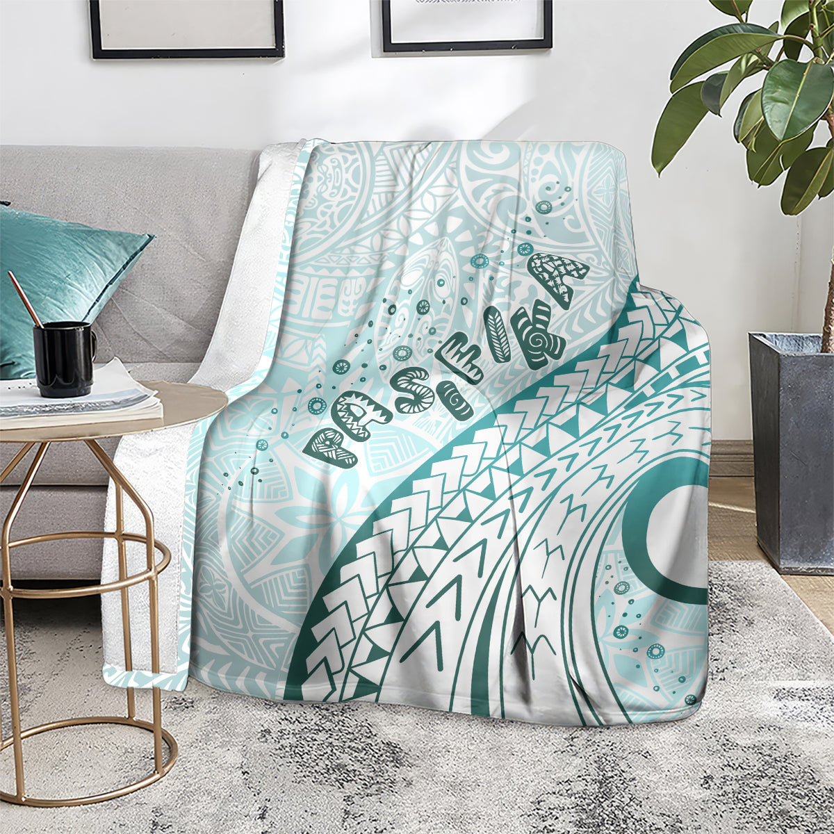 Pasifika Festival Blanket Tribal Pattern Teal Version LT01 - Polynesian Pride